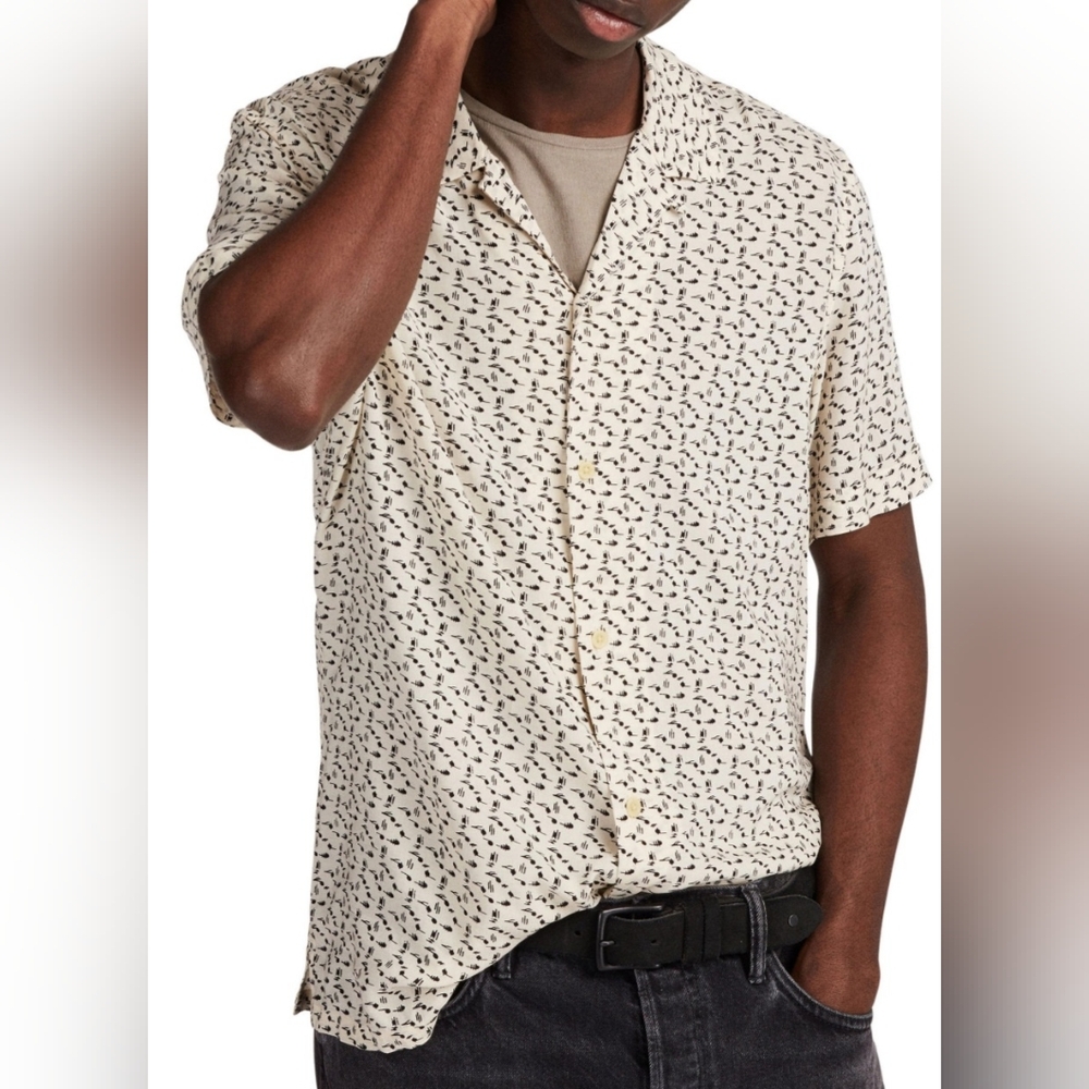 All‎ Saints Cream and Black Casual Button Down Shirt